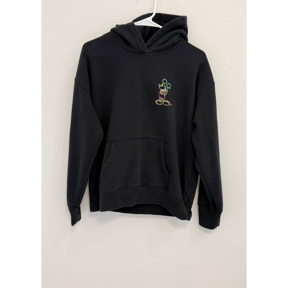 Uniqlo UT Disney Mickey Mouse Neon Graphic Hoodie Black Large Pullover